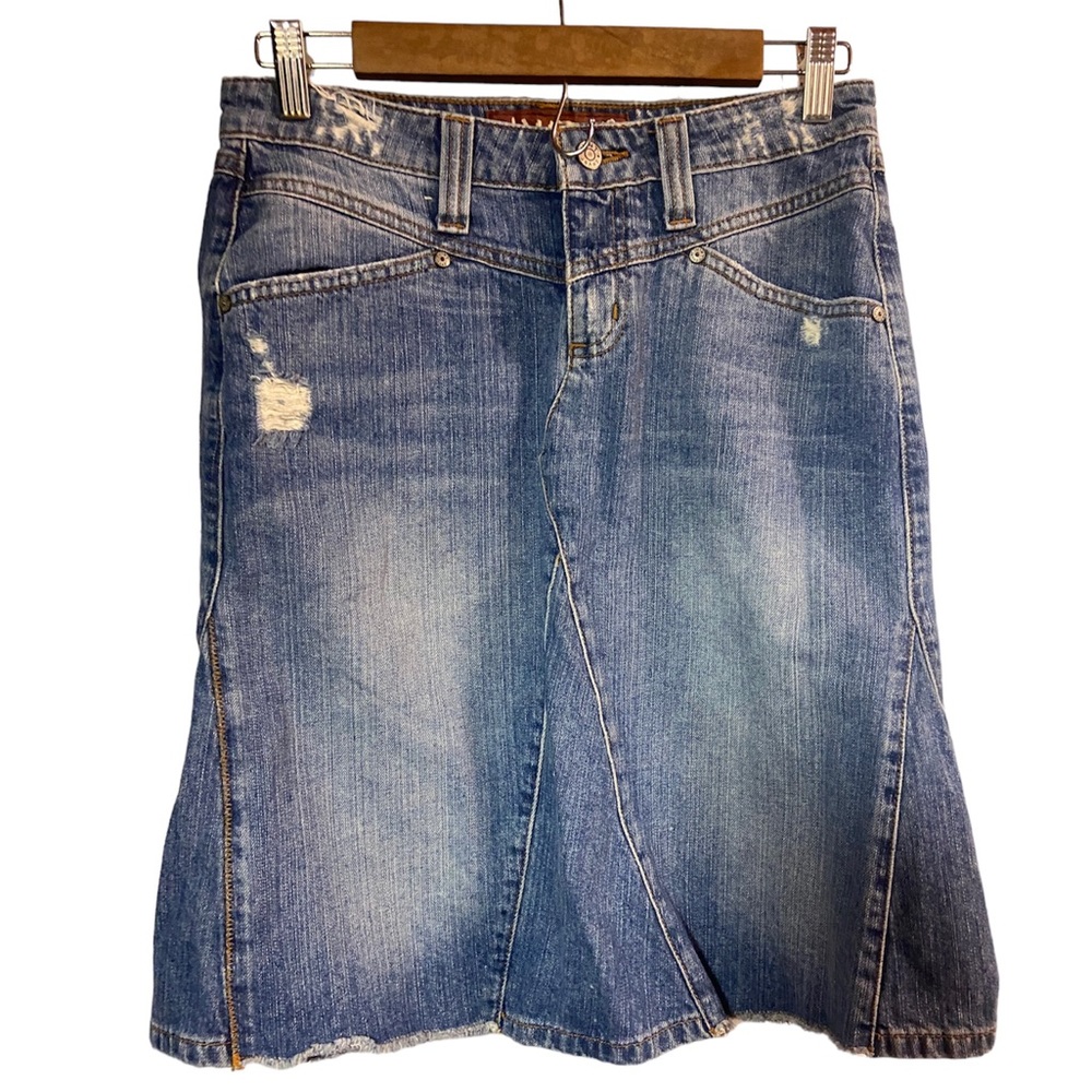 Hint distressed denim blue jeans cotton Skirt ladies juniors 3 small